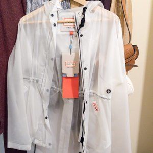 hunter transparent white raincoat